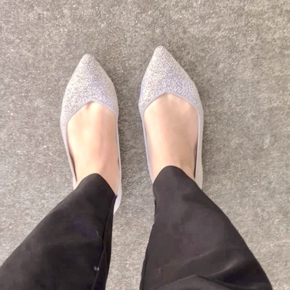 Rothy’s Original Metallic Pearl The Point Flat Size 8 Gently Used